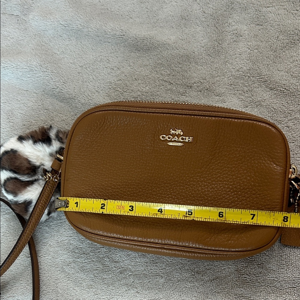 Coach Tan Pebbled Leather Crossbody Bag with Heart Charm - Picture 8 of 11